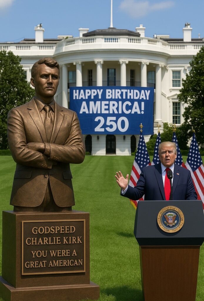 image - Gossip Stone TV - Exclusive Celebrity Shows, Fashion, and Luxury News Statue mockup of Charlie Kirk memorial