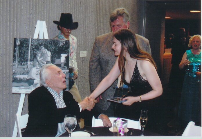 Kirk Douglas with Olga Thomas and Joel Douglas