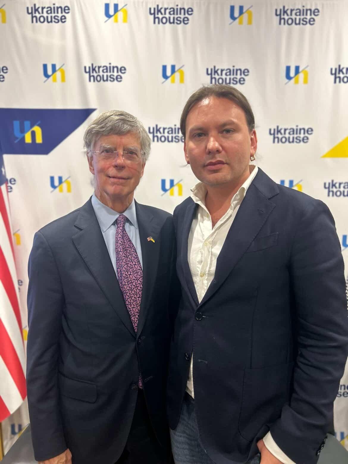 Ambassador William B. Taylor Jr. with Oleksandr Tyshchenko (Alex Luna) at Ukraine House in Washington.