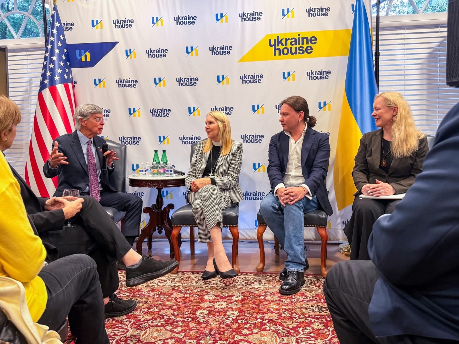 Ambassador William B. Taylor Jr. speaks during the Ukraine House panel with The Rev. Canon Cindy Voorhees, Oleksandr Tyshchenko (Alex Luna), and Olga Lehman.