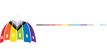 Logo for Capital Pride Alliance featuring rainbow arches and bold text above the name text.