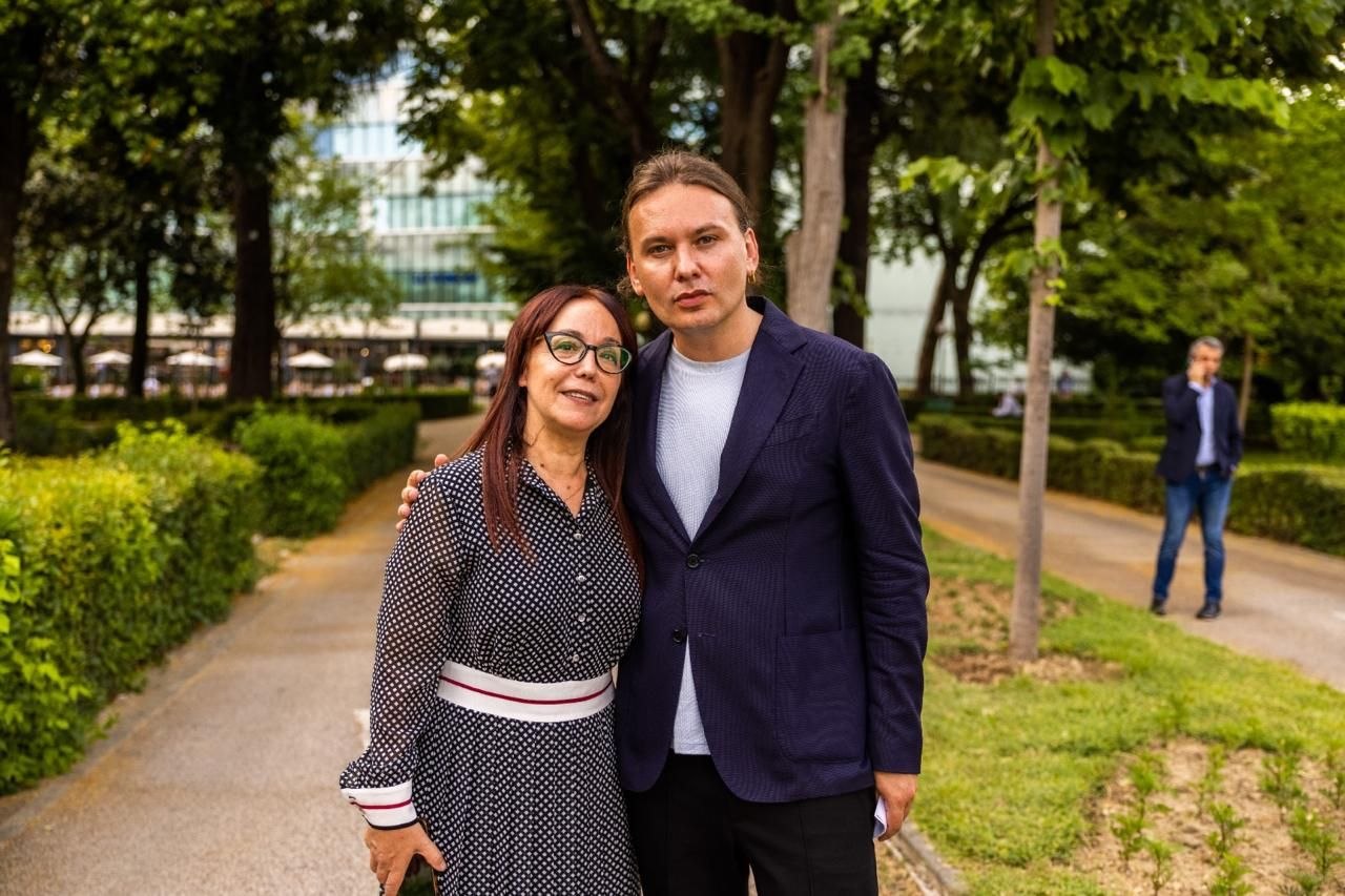Klodiana Spahiu and Oleksandr Tyshchenko at the Somnia Disaster exhibition in Albania
