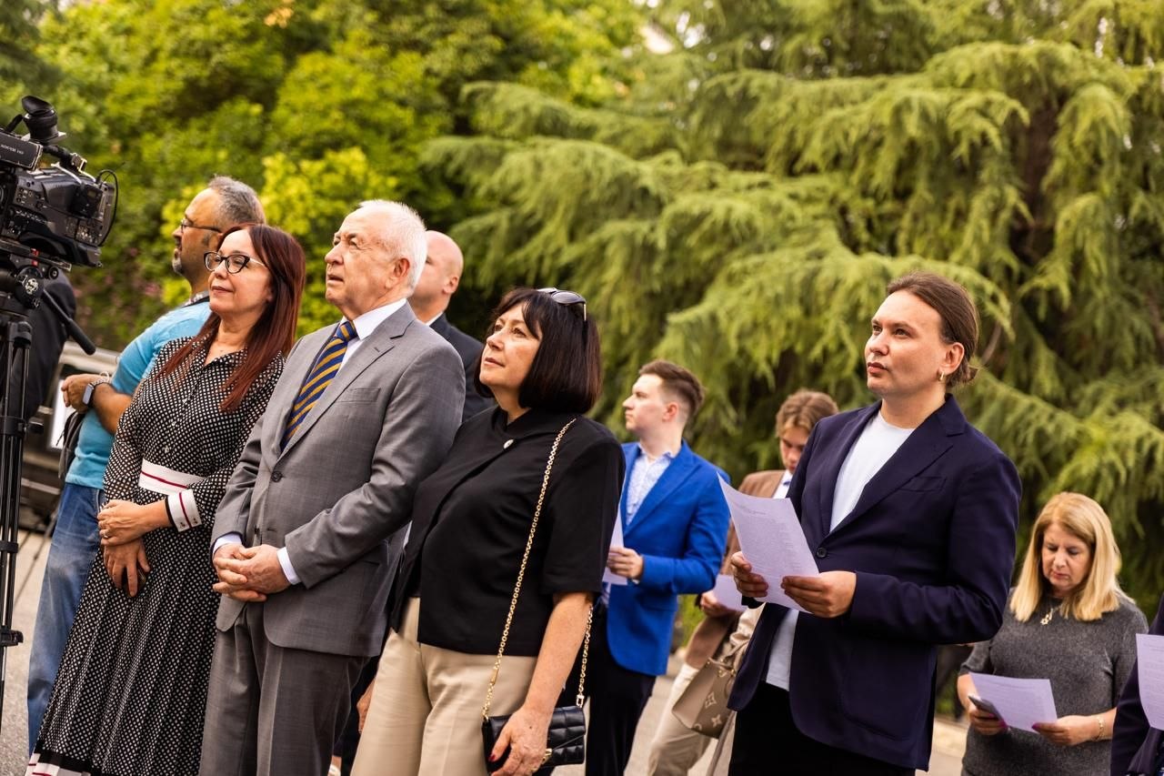 Attendees at the Somnia Disaster exhibition opening in Albania