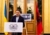 Oleksandr Tyshchenko’s Chornobyl Exhibition “Somnia Disaster” Opens at Albania’s Parliament With Support From Klodiana Spahiu Oleksandr Tyshchenko speaks at the Parliament of Albania during the Somnia Disaster exhibition
