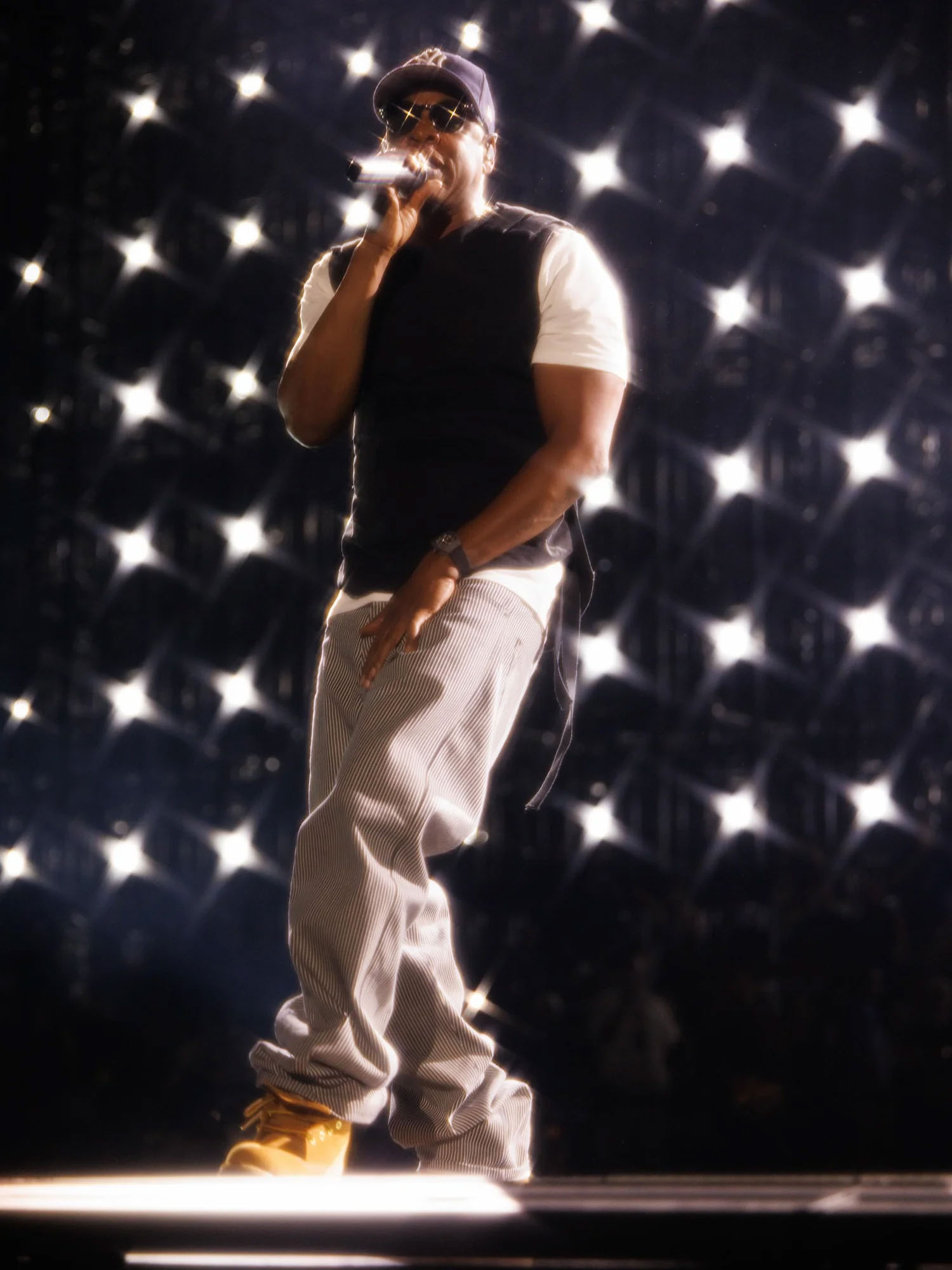 Jay-Z performing during his Yankee Stadium anniversary concert