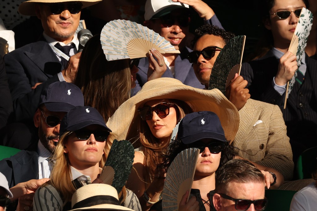 Jennifer Lopez watching the Wimbledon final in London
